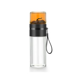 Double Wall Glass Tea Tumbler with Infuser/Storage 238 ml (8oz)