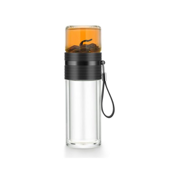 Double Wall Glass Tea Tumbler with Infuser/Storage 238 ml (8oz)