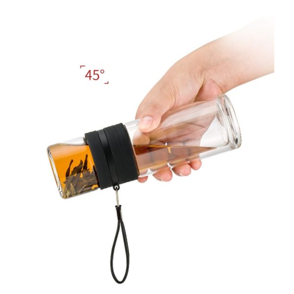 Double Wall Glass Tea Tumbler with Infuser/Storage 238 ml (8oz) - Image 2