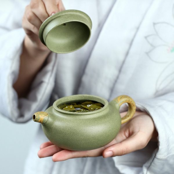 Dou Qing Clay Fang Gu Yixing Teapot, Clay Kneading Technique, Pan Ye 270ml - Image 6