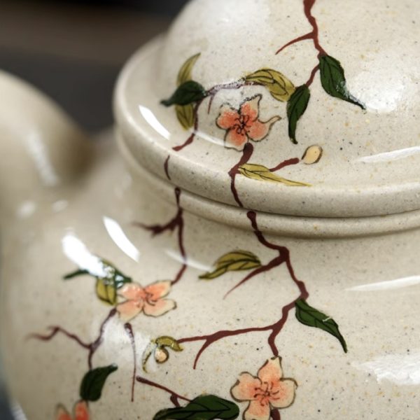 Duo Qiu Yixing Teapot Bai Yu Duan Ni Flower Clay Painting 240ml - Image 3