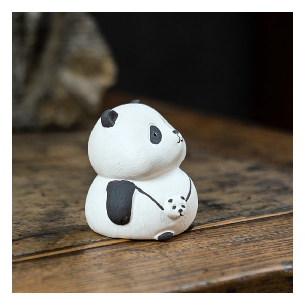Panda Tea Pet, White Yixing Clay Panda Figurine - Image 2