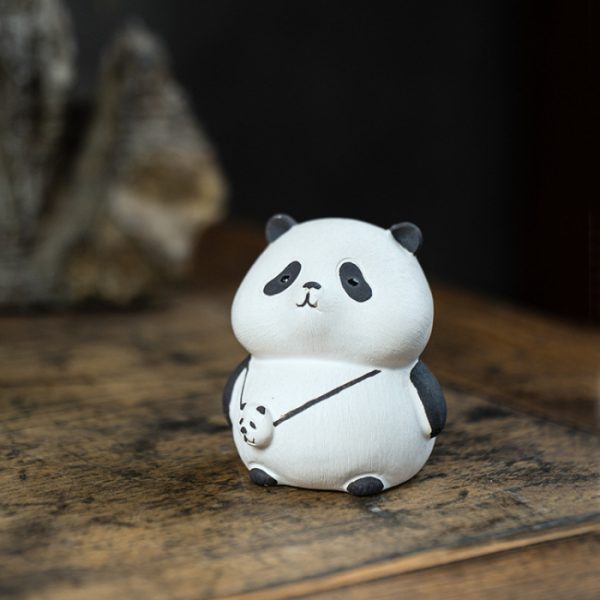 Panda Tea Pet, White Yixing Clay Panda Figurine - Image 3