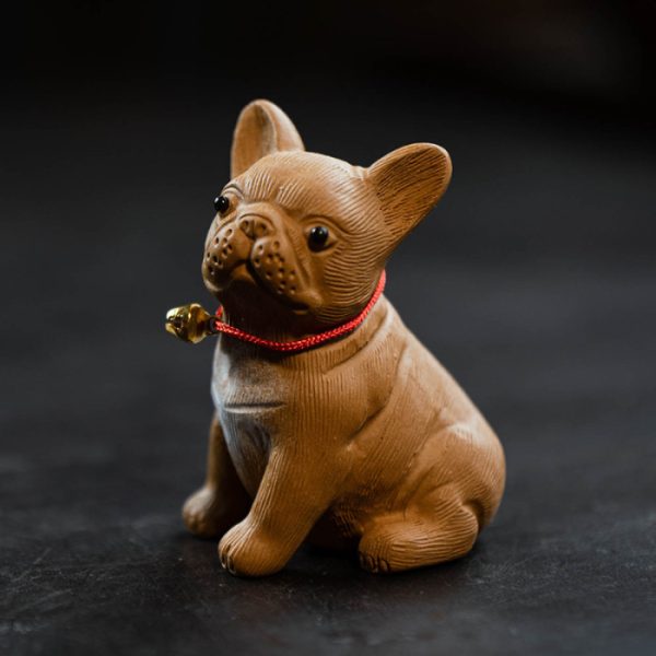 French Bulldog Tea Pet with Bell, Duan Ni Yixing Clay - Image 3