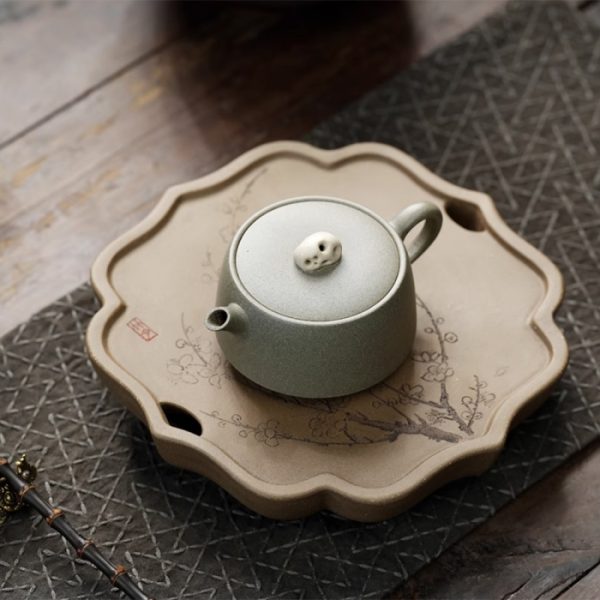 Qing Duan Ni Yixing Teapot with Taihu Stone Lid Knob 150ml
