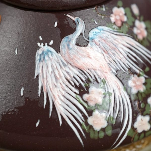 Purple Clay, Ziye Shipiao Yixing Teapot with Phoenix Painting 230ml - Image 3