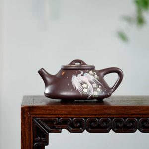 Purple Clay, Ziye Shipiao Yixing Teapot with Phoenix Painting 230ml