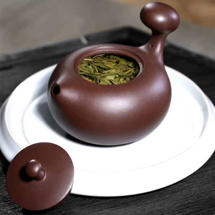 Yixing Purple Clay 'Spirit Moon' Xishi Kyusu Teapot 210ml - Image 3