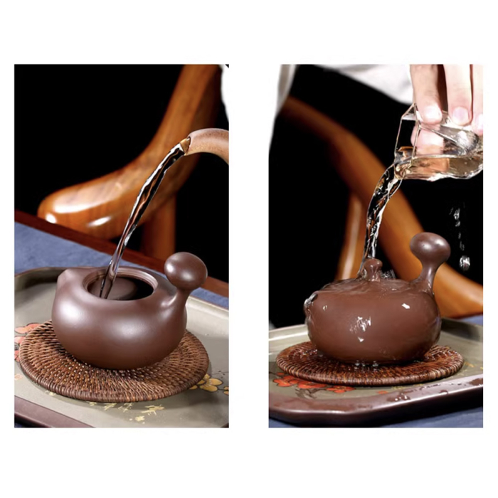 Yixing Purple Clay 'Spirit Moon' Xishi Kyusu Teapot 210ml - Image 7