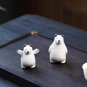Polar Bear Tea Pet Set, White Jade Duan Ni Clay