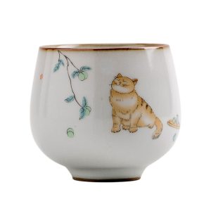汝窑猫咪杯 开片开片可养茶杯 夏猫品茗杯 110 ml
