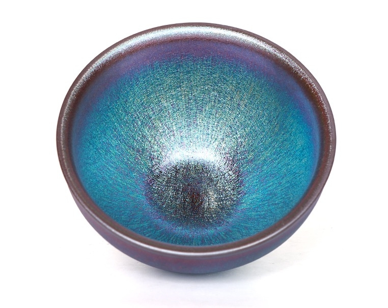 Jian Zhan Teacup 'Pearly Space' - Blue, Purple, Pink Jian ware - Image 7