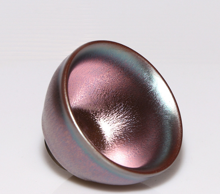 Jian Zhan Teacup 'Pearly Space' - Blue, Purple, Pink Jian ware - Image 2