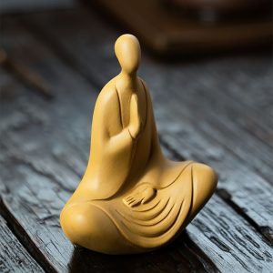 Faceless Buddha Tea Pet, Yellow Duan Ni Yixing Clay Figurine