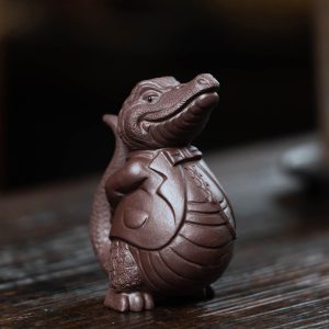 Crocodile Tea Pet, Purple Zi Ni Yixing Clay Crocodile Figurine