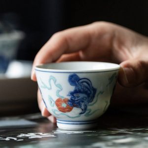 Chinese Ceramic Tea Cup 'Playful Lion' 60ml