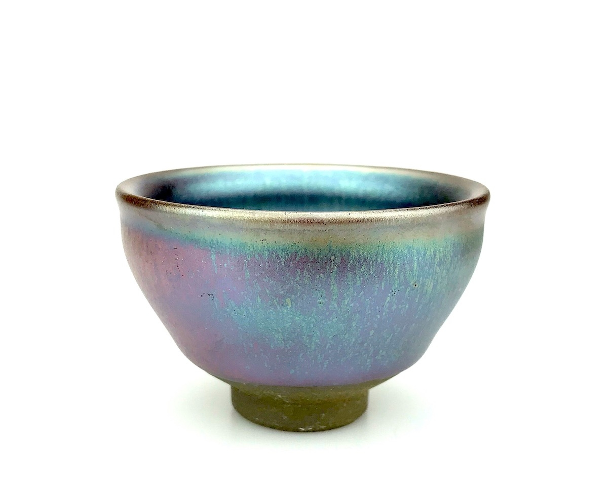 Jian Zhan Teacup 'Pearly Space' - Blue, Purple, Pink Jian ware